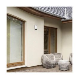 RABALUX RAB-7797 Aplique Exterior Opole, Cuadrado Plástico Negro Mate con Pantalla Blanca, 1xE27, IP65 para Jardín y Terraza