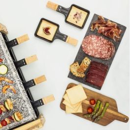 Hkoenig HKO3760124955293 Raclette/Grill para 8 personas, 1200W, superficie de cocción 38x19,5 cm, diseño de madera