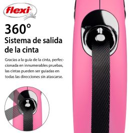 Flexi Correa Retráctil New Classic M Cinta de 5m para Perros hasta 25 kg, Color Rosa, Fabricada en Plástico, Nylon y Metal, Hecha en Alemania