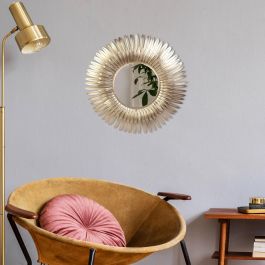 Home Deco Factory Espejo Plumas Doradas Mirage Diámetro 53 cm
