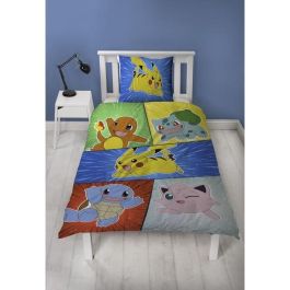 Pokemon AAART15020 - Juego de Cama Microfibra Pikachu y Starter 1G V - 1 Funda Nórdica 140x200 cm + 1 Funda Almohada 63x63 cm