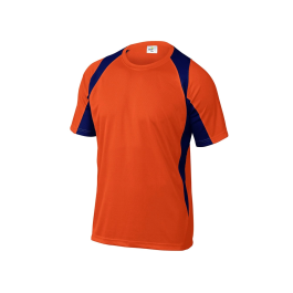 Deltaplus Camiseta Manga Corta Poliester Secado Rápido Cuello Redondo Color Naranja-Marino Talla M
