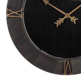 Reloj de Pared Negro Dorado Hierro Madera MDF 80 x 2,5 x 80 cm