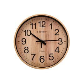 Reloj Q-Connect De Pared De Plastico Redondo 25,7 cm Movimiento Silencioso Color Madera Natural