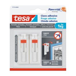 Tesa Pack De 2 cLavo Adhesivo Ajustable Hasta 1 kg Para Pared Lisa