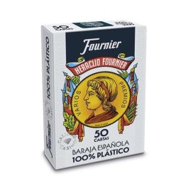 Fournier Baraja española 100% plástico 50 cartas dorso azul - Estuche cartón 61,5x95 mm