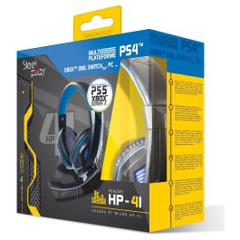Steelplay HP41 Auriculares Gaming para PS4 con Cable - Negro/Azul, Micrófono Boom, Conector 3.5 mm, Frecuencia 20-20000 Hz