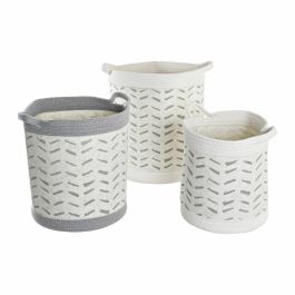 Cesta Basicos DKD Home Decor Gris Blanco 35 x 40 x 35 cm Set de 3 Precio: 56.6900004. SKU: S3039169