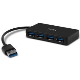 Nox NXLITEHUBONE Hub USB 3.0 Lite Hub One, 4 Puertos, Plug & Play, Compatible con Windows macOS Linux, 5 Gbps
