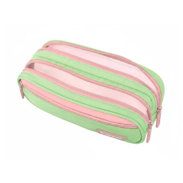 Liderpapel Estuche Portatodo Duo 3 Cremalleras con Bolsillo Frontal Verde Pastel 220x90x70mm