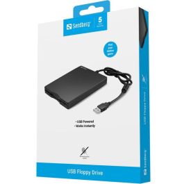 Sandberg USB Floppy Drive Lector de Disquetes Externo para Ordenador, Recupera Datos de Disquetes Antiguos, Sin Instalación de Software