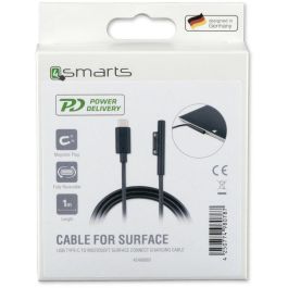 4smarts Cable de Carga USB-C a Microsoft Surface Connect 5A 1m Negro para Surface Pro/Book/Go/Laptop