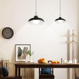 Lámparas colgantes solares dobles - LUMISKY - WAREN - Ø18 cm - Pantalla de metal negro - LED blanco frío Lámparas colgantes solares dobles - LUMISKY - WAREN - Ø18 cm - Pantalla de metal negro - LED blanco frío