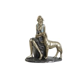 DKD Home Decor Figura Moderna Decorativa de Resina Azul y Dorada Diseño 'Chica con Perro' 9.5x18x15 cm Precio: 8.12394. SKU: S3029843
