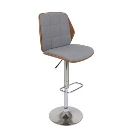 DKD Home Decor Taburete Moderno Ajustable Poliéster Nogal Gris/Marrón/Plateado 52x121x50 cm