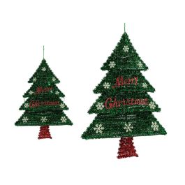 Krist+ Árbol de Navidad Espumillón para Pared con LED Verde, Rojo y Plata 44 x 58.8 x 7 cm (Set de 12) Precio: 83.49999944. SKU: B1BEYD8LZV