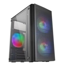Mars Gaming MC300 Caja Gaming Minitorre Compacta, Cristal Templado, 3 Ventiladores FRGB, Micro-ATX / Mini-ITX, Negro/Blanco/Rosa