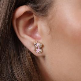 PEERS HARDY Pendientes Stitch & Angel Disney chapados en oro con piedra de colores