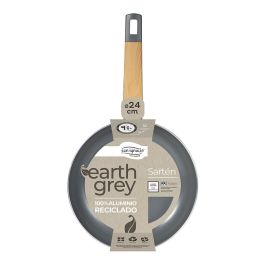 San Ignacio Sartén de aluminio prensado Ø24 cm, gris, sin PFOA ni BPA, mango de madera resistente al calor