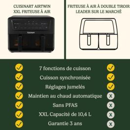 Cuisinart CUI3030050197983 Freidora de Aire Doble Tanque 10,4 L 2400 W Negra