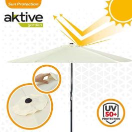 Parasol de terraza redondo 300 cm con chimenea y mástil de aluminio 4,8 cm aktive Parasol de terraza redondo 300 cm con chimenea y mástil de aluminio 4,8 cm aktive