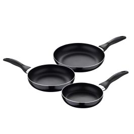 Set 3 sartenes aluminio prensado apto para inducción navy black ø16 / ø20 / ø24 cm