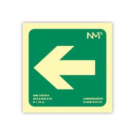 Archivo 2000 Pictograma Flecha Izquierda PVC Verde Luminiscente 224x224 mm Señal Informativa