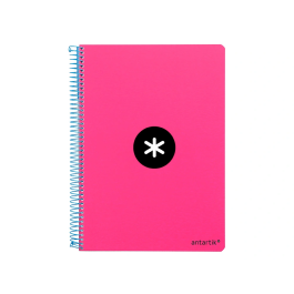 Antartik Cuaderno espiral A4 micro tapa dura 80h 100 gr cuadro 5mm rosa fluor