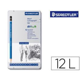 Lapices De Grafito Staedtler Mars Lumograph 100 Caja Metalica De 12 Lapices 8B- 7B-6B-5B-4B-3B-2B-B-Hb-F-H-2H