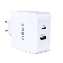 TooQ TQWC-2SC03WT Cargador de Pared 48W con Doble Puerto USB-C Power Delivery y USB-A Quick Charge 3.0 Blanco