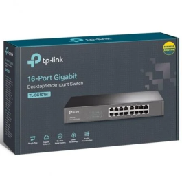 TP-Link TL-SG1016D - Switch de Escritorio de 16 Puertos Gigabit (10/100/1000 Mbps) para Redes, Sin Ventilador y con Tecnología de Eficiencia Energética