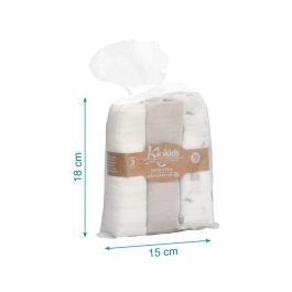 Set De 3 Muselinas Gris, Blanco Y Estampado Ratoncitos 70x70 cm