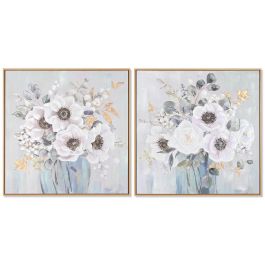 Cuadro Shabby DKD Home Decor Blanco Azul 3.5 x 70 x 70 cm (2 Unidades)