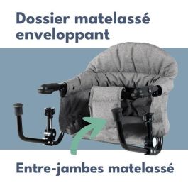 Bambisol Asiento elevador para mesa Respaldo confort, Funda desenfundable y lavable, Fijación multipunto, compacto y portátil