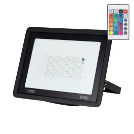 Proyector LED RGBW con Mando a Distancia 100W [HO-ICRGBFL-100W] Precio: 23.59000028. SKU: B1JBN82LPD