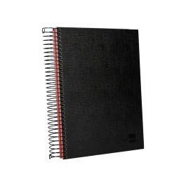 Cuaderno Espiral Liderpapel A5 Micro Papercoat Tapa Forrada 140H 75 gr Cuadro5 mm 5 Bandas 6 Taladros Negro