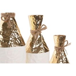 DKD Home Decor Jarrones Glam de Metal Dorado y Blanco, Set de 3, 14 x 14 x 67 cm (2 Unidades)
