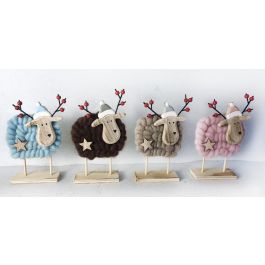 DKD Home Decor Figura Navidad Reno Alpina, de Madera y Poliéster, Colores Surtidos (Azul, Marrón, Beige, Rosa) 10x19x10 cm (12 Unidades) Precio: 20.56758. SKU: B1BRSLKDEZ