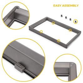Emuca Kit de cajón de alambre y bastidor regulable Quartz para armarios, guías de cierre suave y extracción total, Módulo 60cm, Acabado Titanio