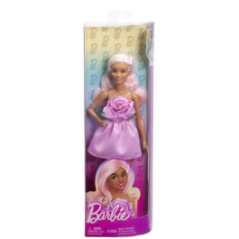 Barbie HYT94 Muñeca Fashionista Vestido Con Rosa, Pelo Rosa