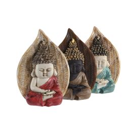 DKD Home Decor Figura Buda Oriental Rojo Verde Resina 7.5 x 22.5 x 16.5 cm (6 Unidades)