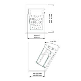 Anja 1008.2308 Módulo Tolva Abatible para Ropa con Compás Retenedor Mueble 450 mm Blanco 50L