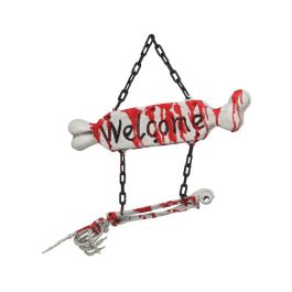 Placa Colgante de Brazo y Hueso Ensangrentado con Mensaje “Welcome” para Halloween Precio: 7.49999987. SKU: B1EBT4PGA7