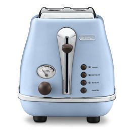 Delonghi CTOV 2103.AZ Tostadora Icona Vintage 900W, 2 Ranuras, con Descongelación y Cancelación, Azul y Marrón