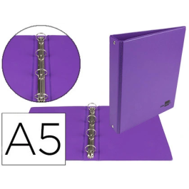Liderpapel Carpeta de 4 anillas 25 mm A5 de cartón forrado PVC violeta Precio: 6.50000021. SKU: B17BPRJKS5