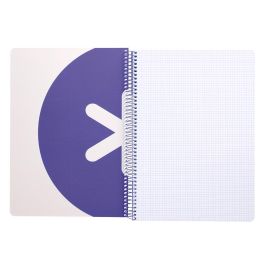 Cuaderno Espiral A4 Antartik Tapa Dura 80H 90 gr Cuadro 4 mm Con Margen Color Lavanda