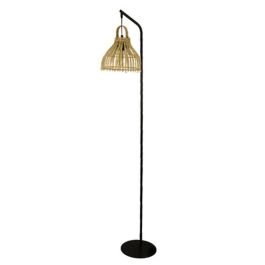 DKD Home Decor Lámpara de Pie Sorine Urban Negra y Marrón de Metal y Ratán con Acabado Natural E27 50W 160 cm Alto