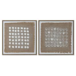 DKD Home Decor Cuadro Moderno Lienzo y Yute Beige Blanco 60x60x3.8 cm Set de 2 Precio: 63.89000013. SKU: B16PHKH99V