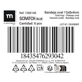 Bandeja Oval Scratch Blue 13x8 cm - Inde (24 Unidades) Bandeja Oval Scratch Blue 13x8 cm - Inde (24 Unidades)