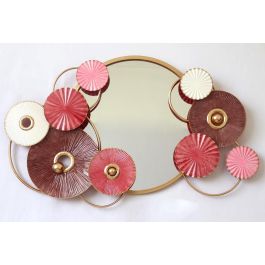 DKD Home Decor Espejo Moderno con Diseño de Círculos en Rosa Oscuro, Dorado y Blanco, Estructura de Metal 116x71x8 cm Precio: 87.5000005. SKU: S3019207